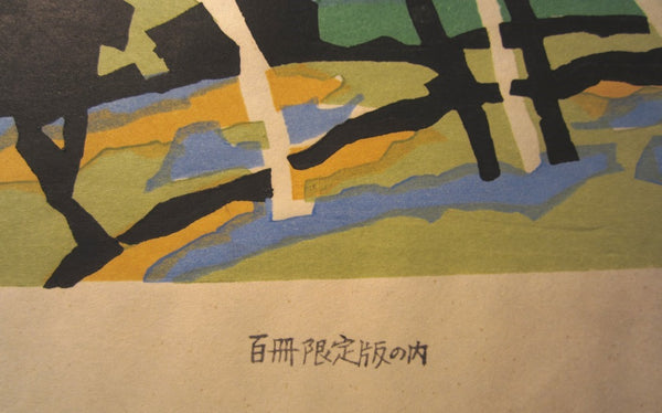 A Huge Orig Japanese Woodblock Print LIMIT# Miyata Saburo Shinshu Nagano Prefecture Twenty Sceneries (32)