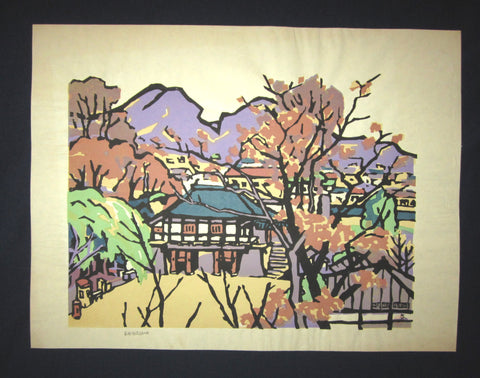A Huge Orig Japanese Woodblock Print LIMIT# Miyata Saburo Shinshu Nagano Prefecture Twenty Sceneries (34)