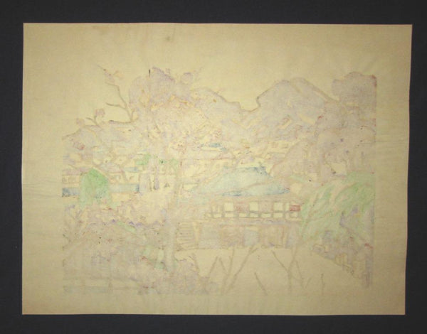 A Huge Orig Japanese Woodblock Print LIMIT# Miyata Saburo Shinshu Nagano Prefecture Twenty Sceneries (34)