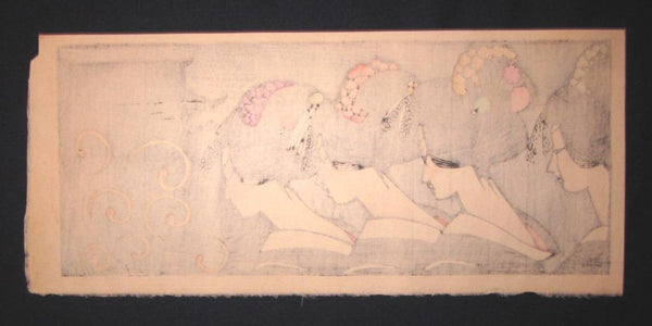 A Great Orig Japanese Woodblock Print PENCIL SIGNED Miyata Masayuki Geisha and Firework (3)