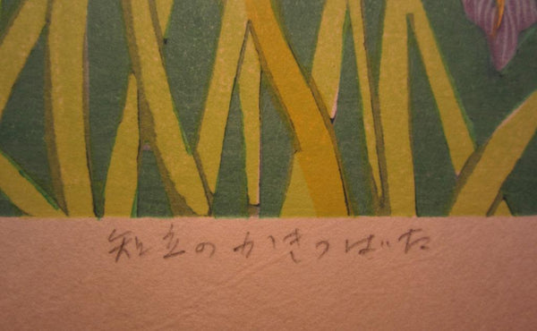 A Great Orig Japanese Woodblock Print Kitaoka Fumio PENCIL Sign LIMIT Number Iris of Chyryu View of West Mikawa 1985