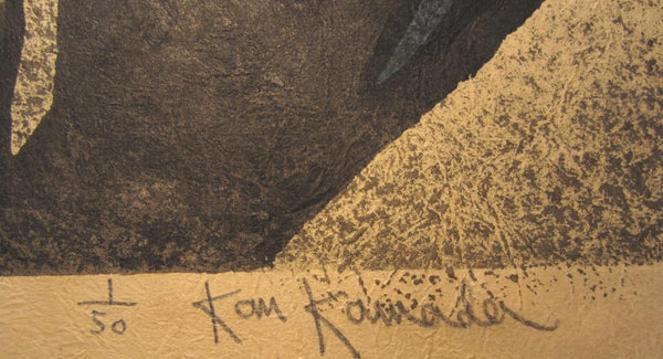A Great Orig Japanese Woodblock Print PENCIL Sign LIMIT# Kan Kawada Red River 1969