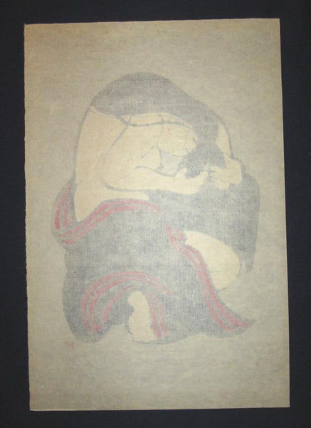 A HUGE Orig Japanese Woodblock Print Mori Yoshitoshi Limit# Pencil Sign Nude Hair 1977