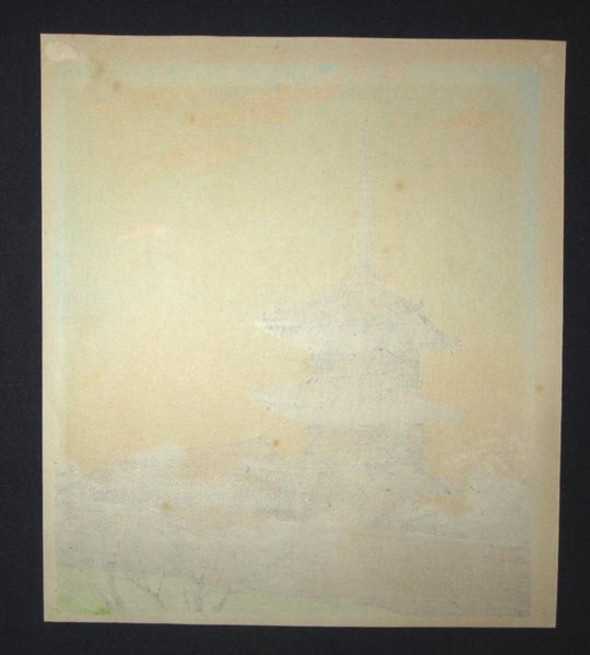 A Great Orig Japanese Woodblock Print LIMIT NUMBER Tokuriki Tomikichiro Uchida Printmaker Kiyomizu Temple 1970s