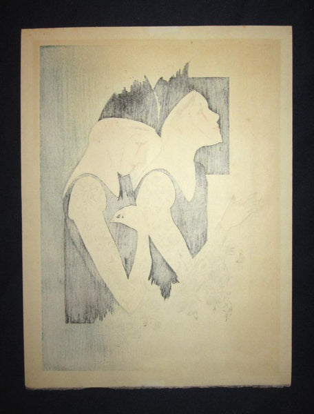 A great Orig Japanese Woodblock Print Pencil-Signed Limited-Number Yoshimi Okamoto Imagine B (2)