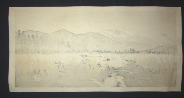 A Great Orig Japanese Woodblock Print PENCIL Sign SELF_CARVE SELF_PRINT Okuyama Jihachiro Scenery 2