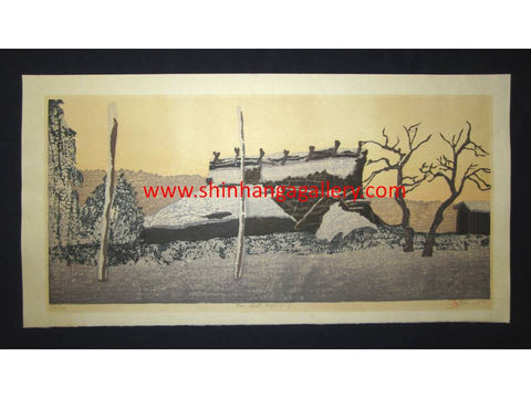 This is an HUGE very beautiful and LIMITED NUMBER (92/100) ORIGINAL Japanese Shin Hanga woodblock print “The Last Morning “ PENCIL SIGNED by the famous Showa Shin Hanga woodblock master Joshua Rome (1953-) made in 1987 IN EXCELLENT CONDITION.